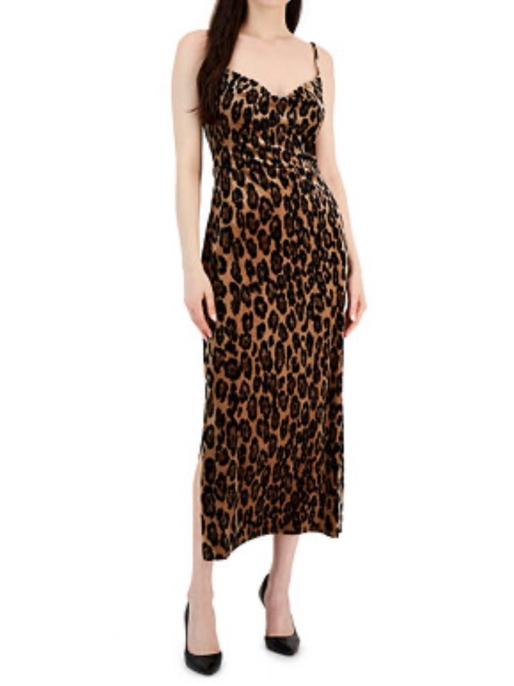 Leopard-Print Velvet Taylor Dress in Brown and Black